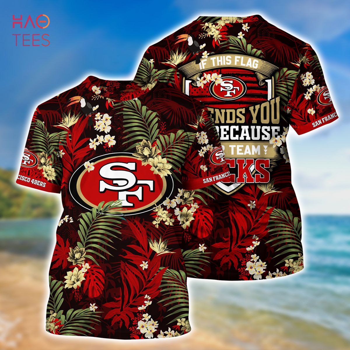 San Francisco 49ers NFL And Tropical Pattern Combo Hawaiian Shirt And Short  Pants