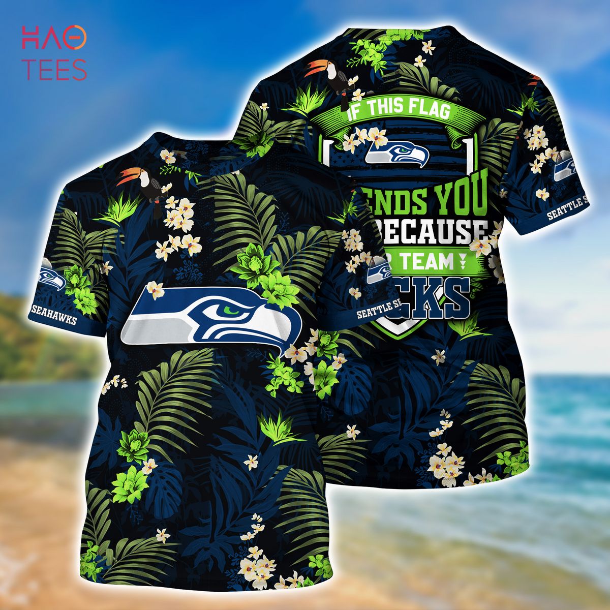 Seattle Seahawks NFL Logo Combo Hawaiian Shirt And Short Summer