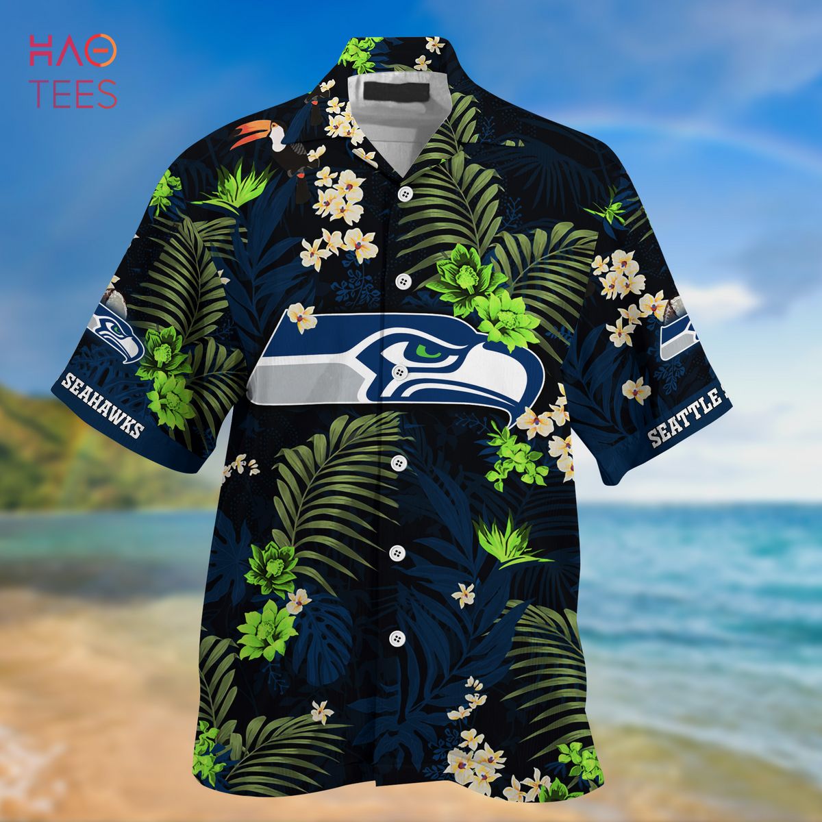 Seattle Seahawks NFL Hawaiian Shirt Custom Sea Shores Aloha Shirt - Trendy  Aloha