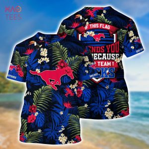 [LIMITED] SMU Mustangs Summer Hawaiian Shirt And Shorts,  With Tropical Patterns For Fans