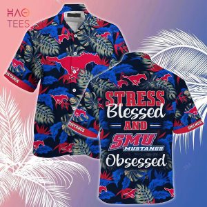 [LIMITED] SMU Mustangs Summer Hawaiian Shirt And Shorts, Stress Blessed Obsessed For Fans
