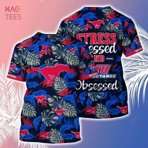 [LIMITED] SMU Mustangs Summer Hawaiian Shirt And Shorts, Stress Blessed Obsessed For Fans