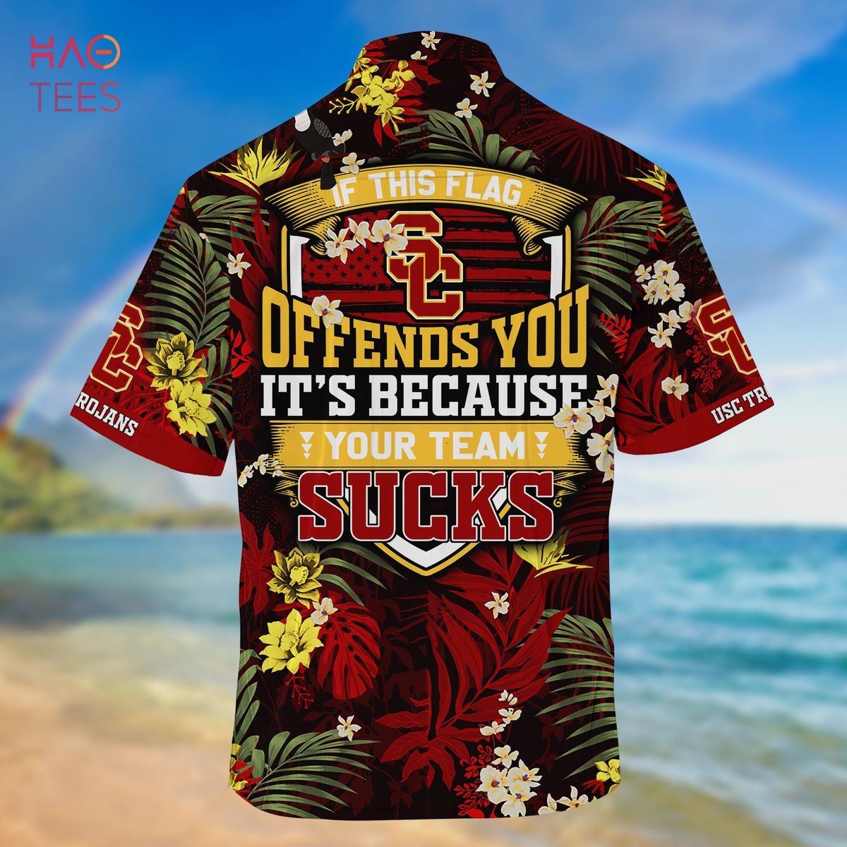 USC Hawaiian Shirt Grunge Coconut Tree USC Trojans Gift in 2023