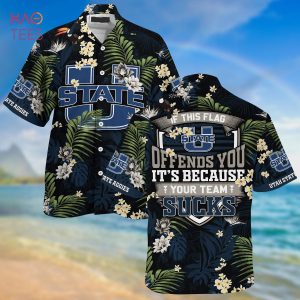 [LIMITED] Utah State Aggies Summer Hawaiian Shirt And Shorts,  With Tropical Patterns For Fans