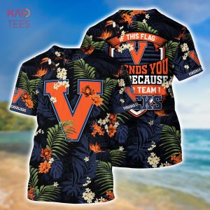[LIMITED] Virginia Cavaliers Summer Hawaiian Shirt And Shorts,  With Tropical Patterns For Fans