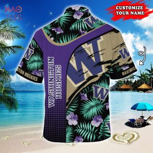 [LIMITED] Washington Huskies Customized Summer Hawaiian Shirt, With Tropical Pattern For Fans