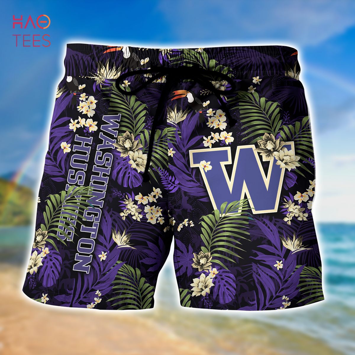 Washington Huskies Coconut Tree Tropical Coconut Hawaiian Shirt -  Freedomdesign