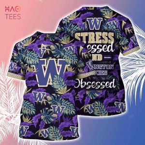 [LIMITED] Washington Huskies Summer Hawaiian Shirt And Shorts, Stress Blessed Obsessed For Fans