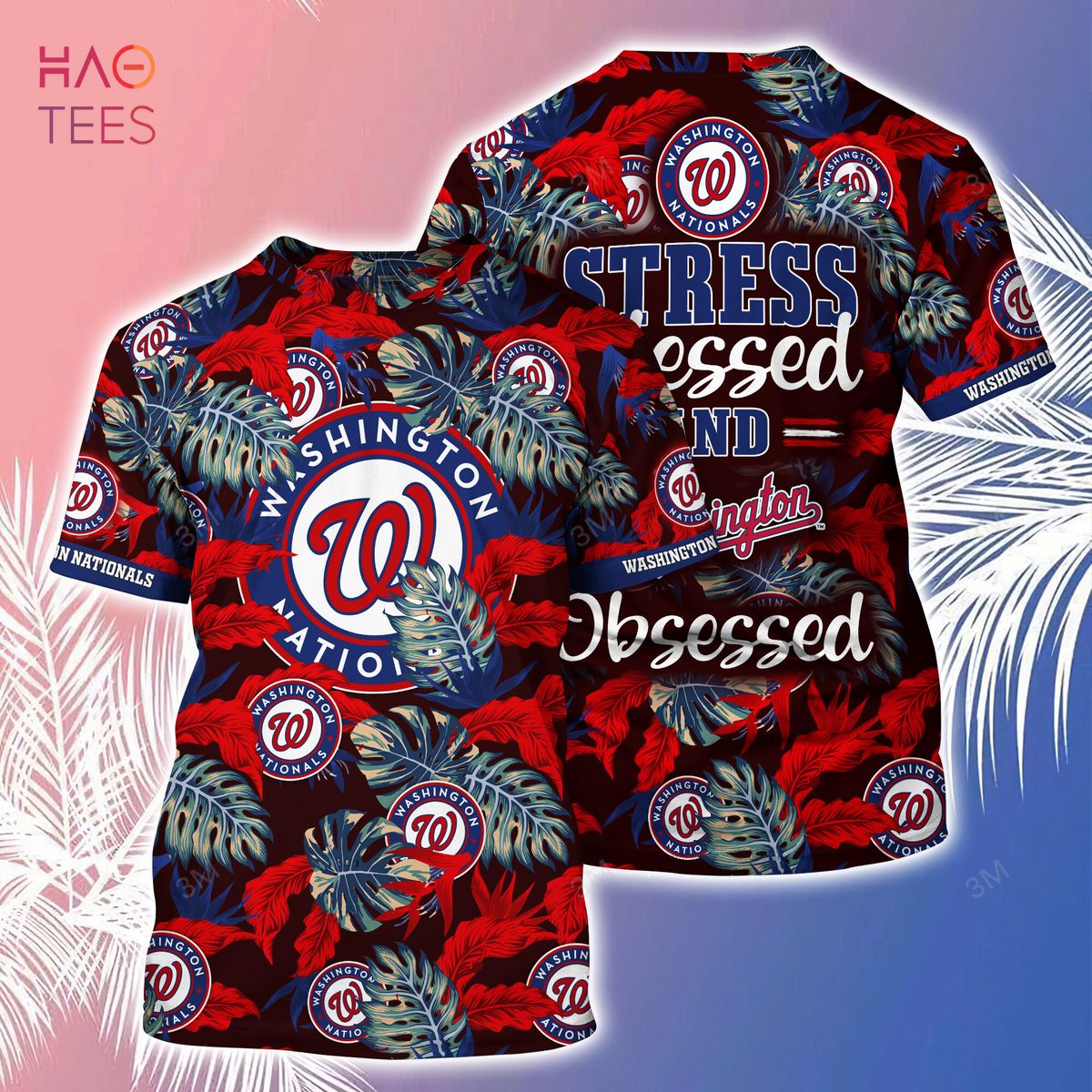 [LIMITED] Washington Nationals MLB-Summer Hawaiian Shirt And Shorts, Stress Blessed Obsessed For Fans