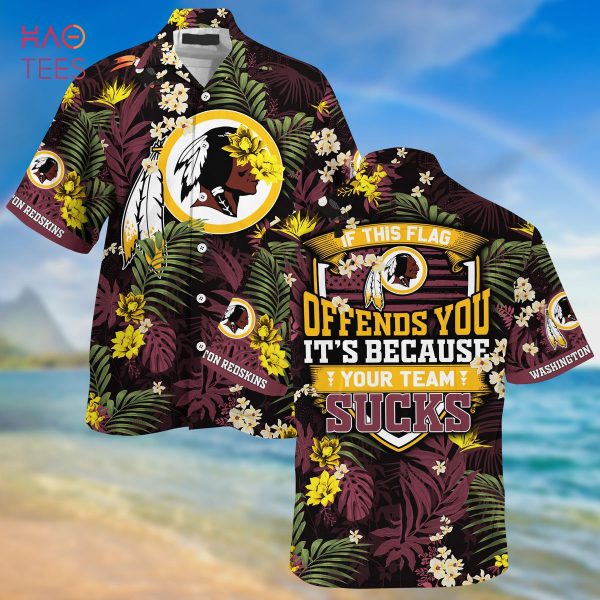 [LIMITED] Washington Redskins NFL-Summer Hawaiian Shirt And Shorts,  With Tropical Patterns For Fans