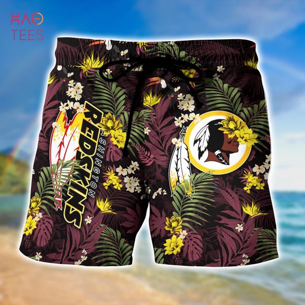 [LIMITED] Washington Redskins NFL-Summer Hawaiian Shirt And Shorts,  With Tropical Patterns For Fans
