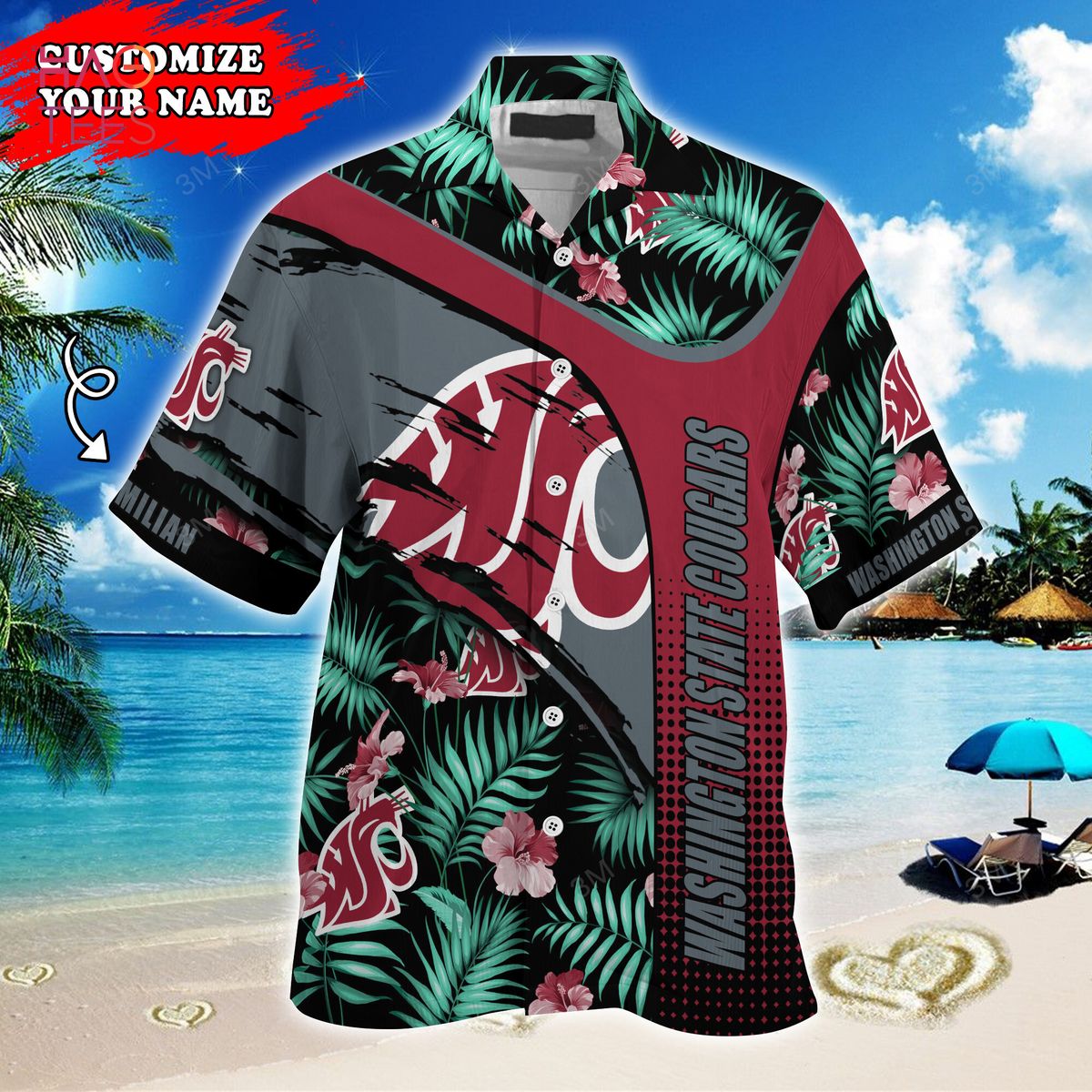 [LIMITED] Washington State Cougars Customized Summer Hawaiian Shirt, With Tropical Pattern For Fans