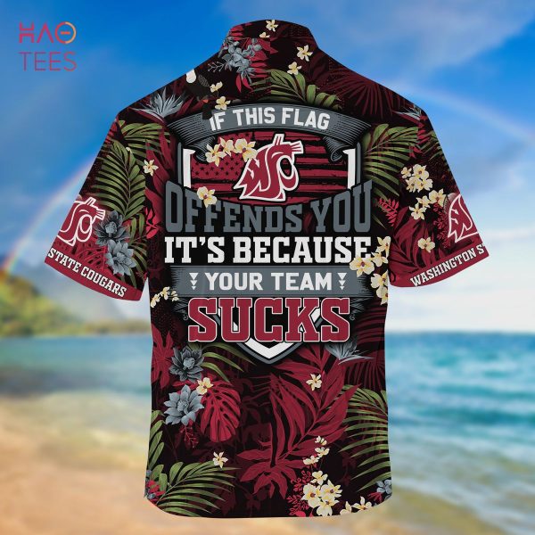 [LIMITED] Washington State Cougars Summer Hawaiian Shirt And Shorts,  With Tropical Patterns For Fans