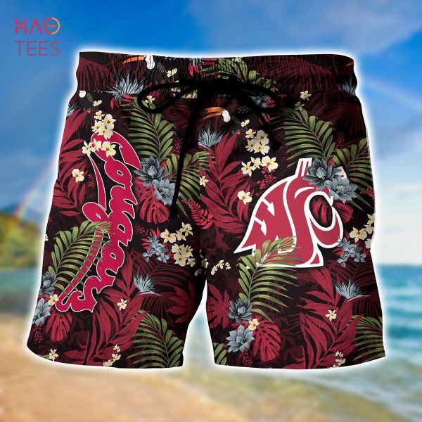 [LIMITED] Washington State Cougars Summer Hawaiian Shirt And Shorts,  With Tropical Patterns For Fans