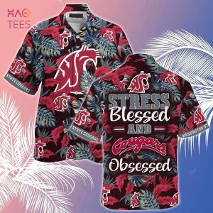 [LIMITED] Washington State Cougars Summer Hawaiian Shirt And Shorts, Stress Blessed Obsessed For Fans