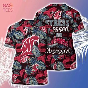 [LIMITED] Washington State Cougars Summer Hawaiian Shirt And Shorts, Stress Blessed Obsessed For Fans