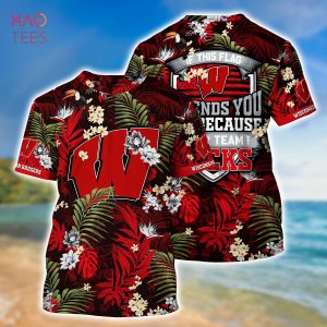 [LIMITED] Wisconsin Badgers Summer Hawaiian Shirt And Shorts,  With Tropical Patterns For Fans
