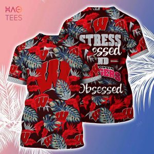 [LIMITED] Wisconsin Badgers Summer Hawaiian Shirt And Shorts, Stress Blessed Obsessed For Fans