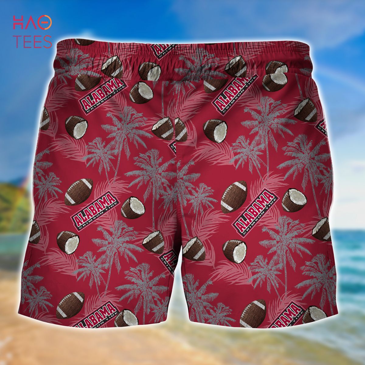 Personalized Name Alabama Crimson Tide Surfing 3D Hawaiian Shirts For Fans  - Banantees