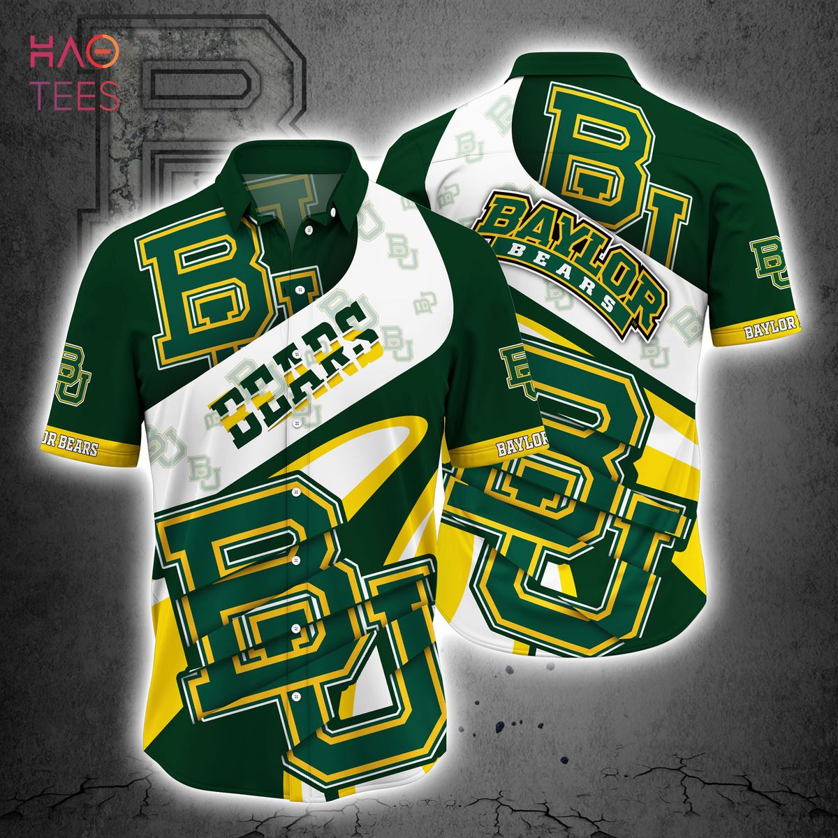 Baylor University - Embroidered Cropped Baseball Jersey - Green