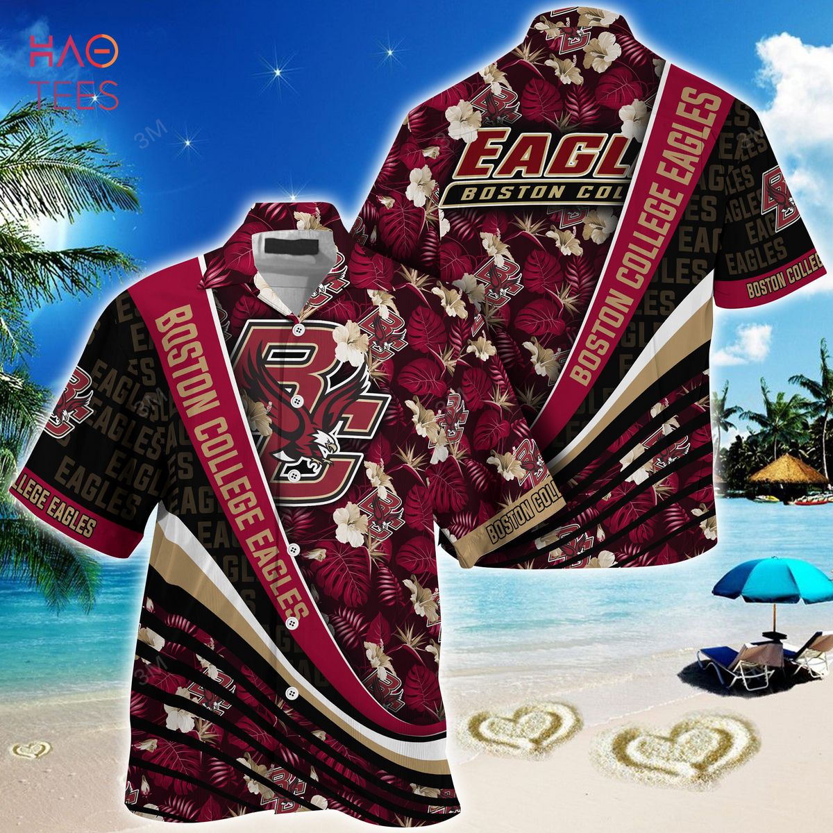 [TRENDING] Boston College Eagles Summer Hawaiian Shirt, With Tropical Flower Pattern For Fans