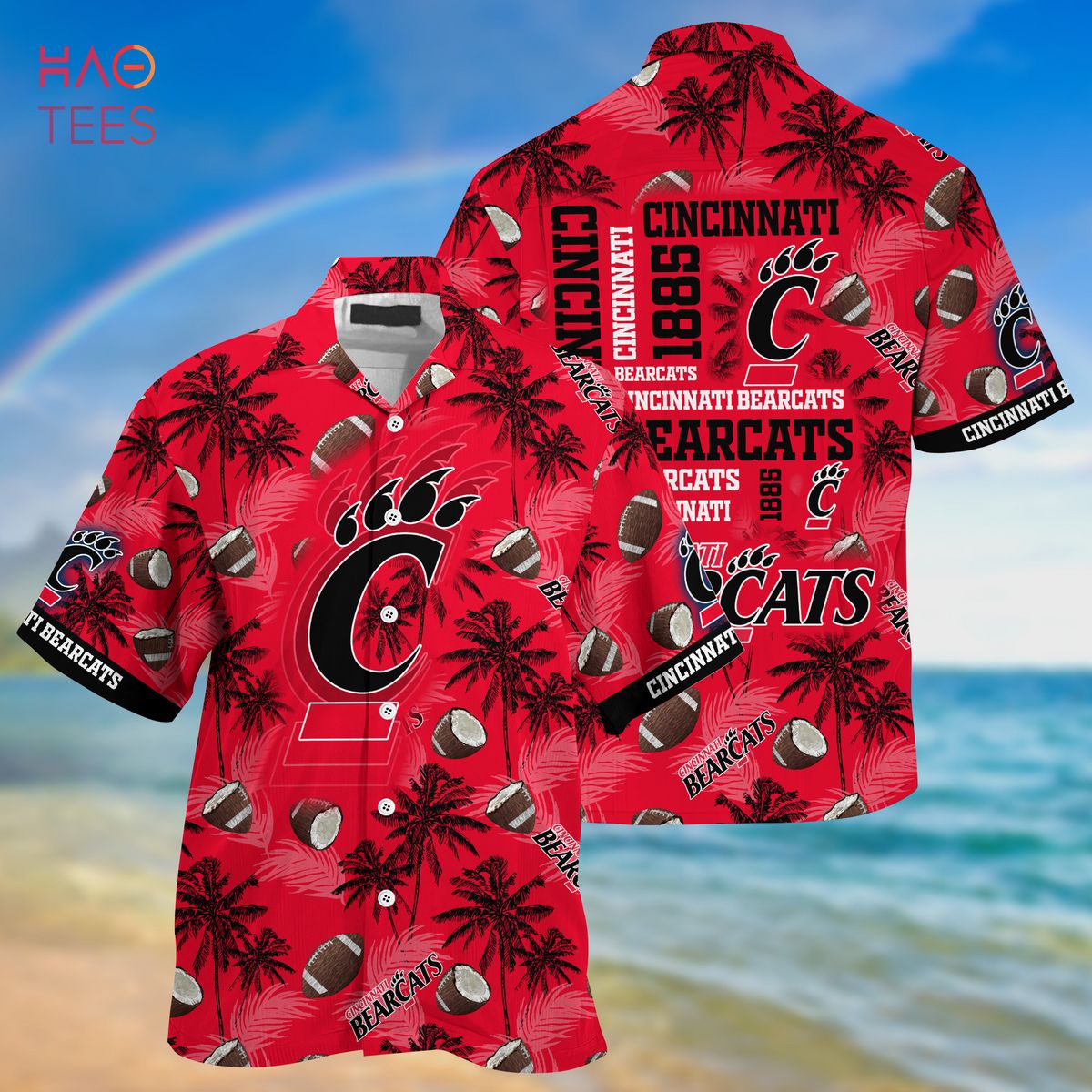 NCAA Cincinnati Bearcats Red Black Hawaiian Shirt V2 Aloha Shirt