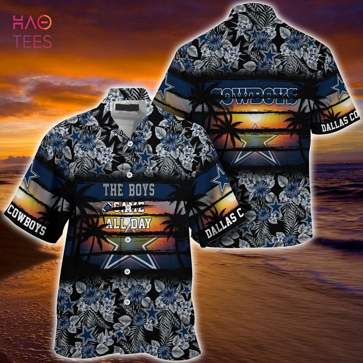 Nfl Hawaiian Shirt Dallas Cowboys And Short Floral 3d Custom Name Number-2