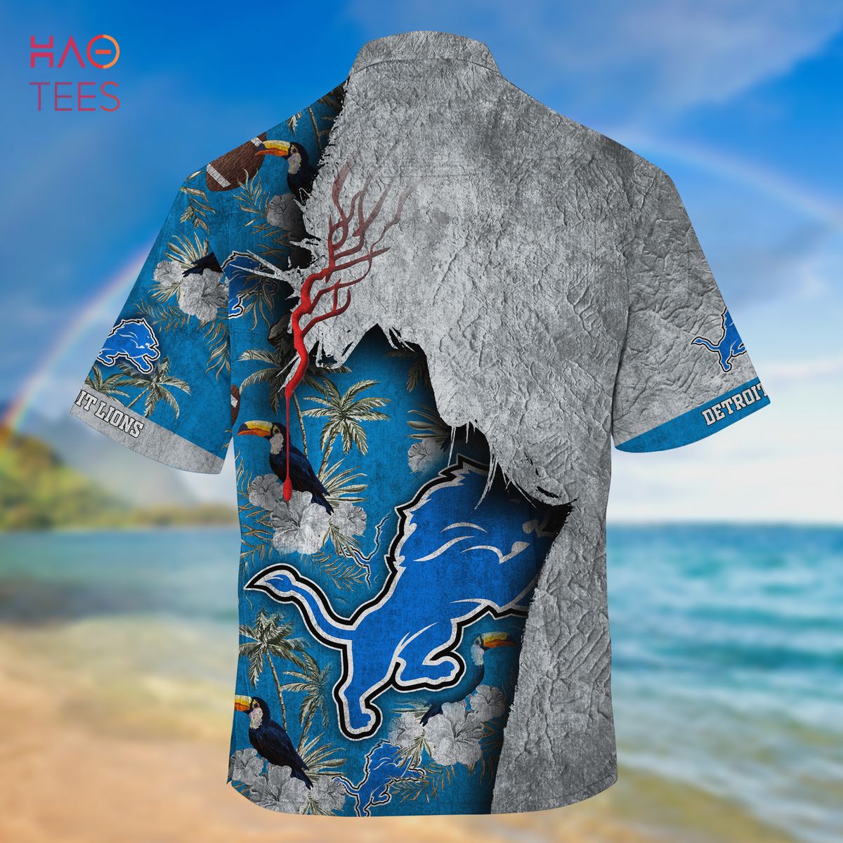 Detroit Lions NFL Hawaiian shirt Custom Name Summer Gift - Limotees