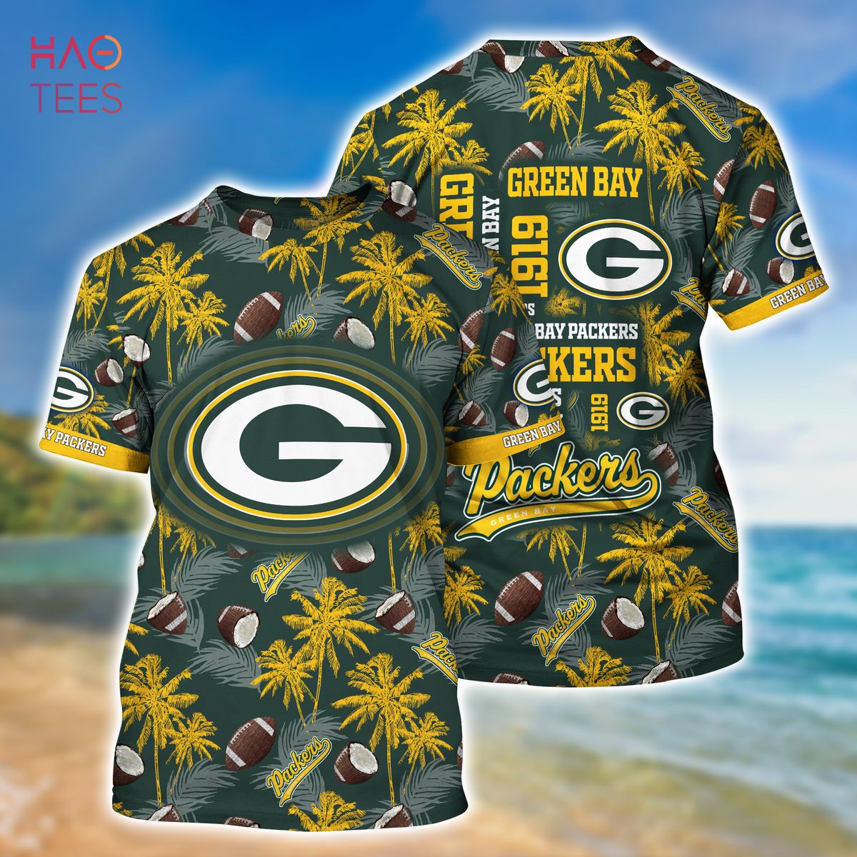 Green Bay Packers Nfl Color Hibiscus Button Up Hawaiian Shirt