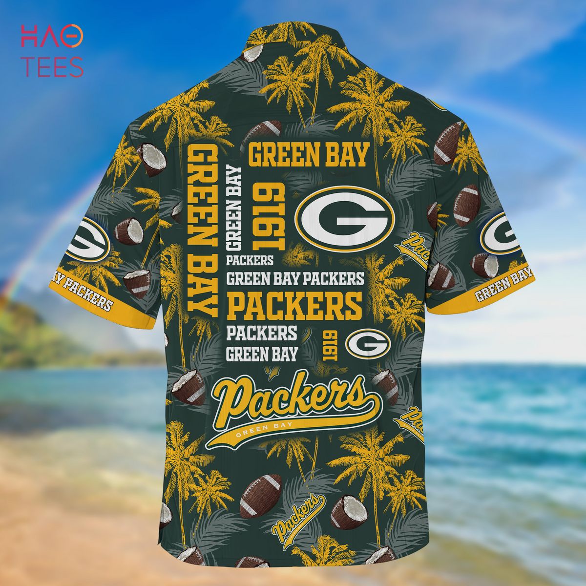 Green Bay Packers Nfl Color Hibiscus Button Up Hawaiian Shirt