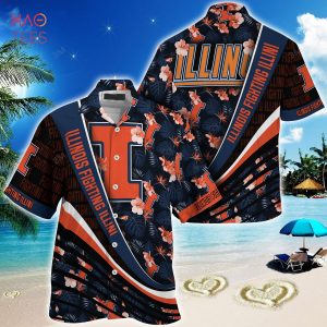 [TRENDING] Illinois Fighting Illini Summer Hawaiian Shirt, With Tropical Flower Pattern For Fans