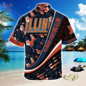 [TRENDING] Illinois Fighting Illini Summer Hawaiian Shirt, With Tropical Flower Pattern For Fans