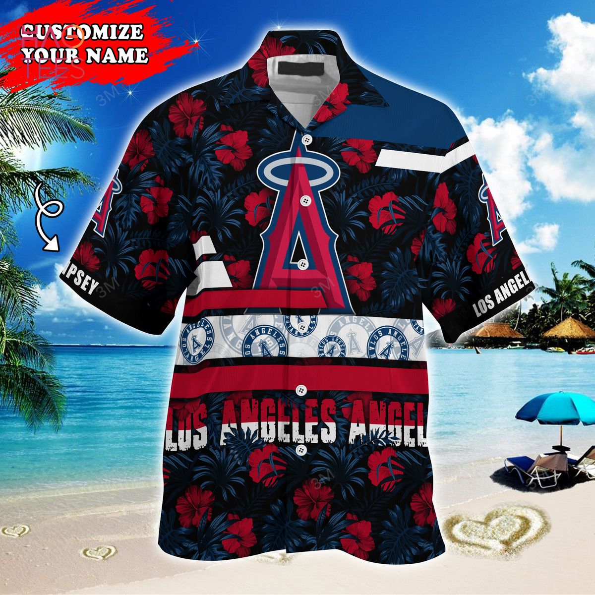 Los Angeles Angels MLB Custom Name Button Up Hawaiian Shirt For