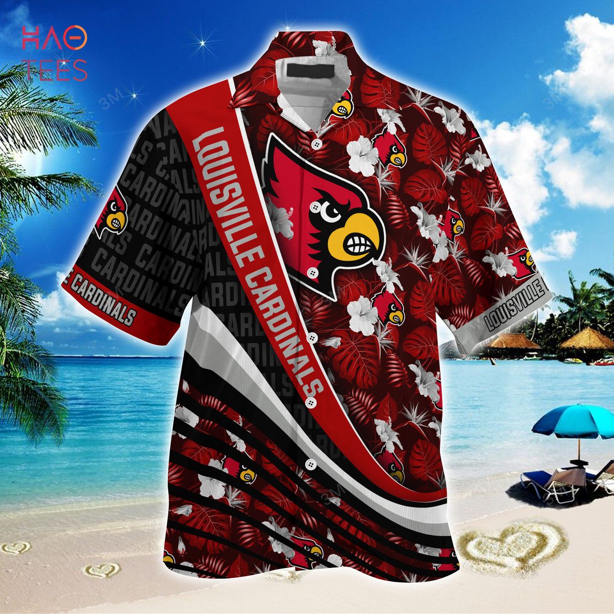 NCAA Louisville Cardinals Flower Button Up Hawaiian Shirt 3D Shirt