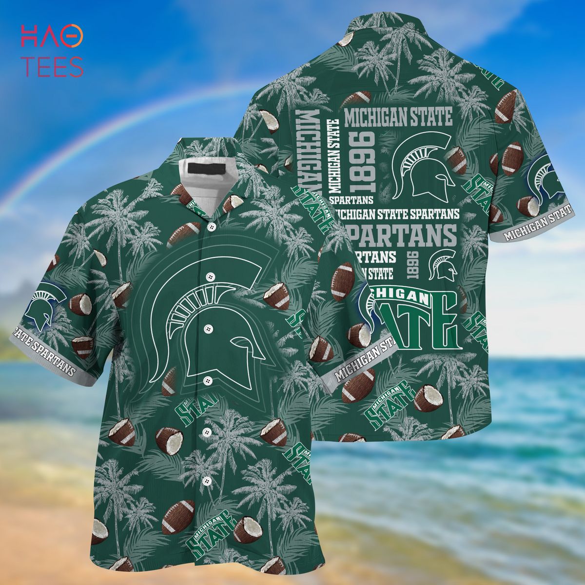 Michigan State Spartans New Trends Custom Name And Number Christmas  Hawaiian Shirt - Freedomdesign