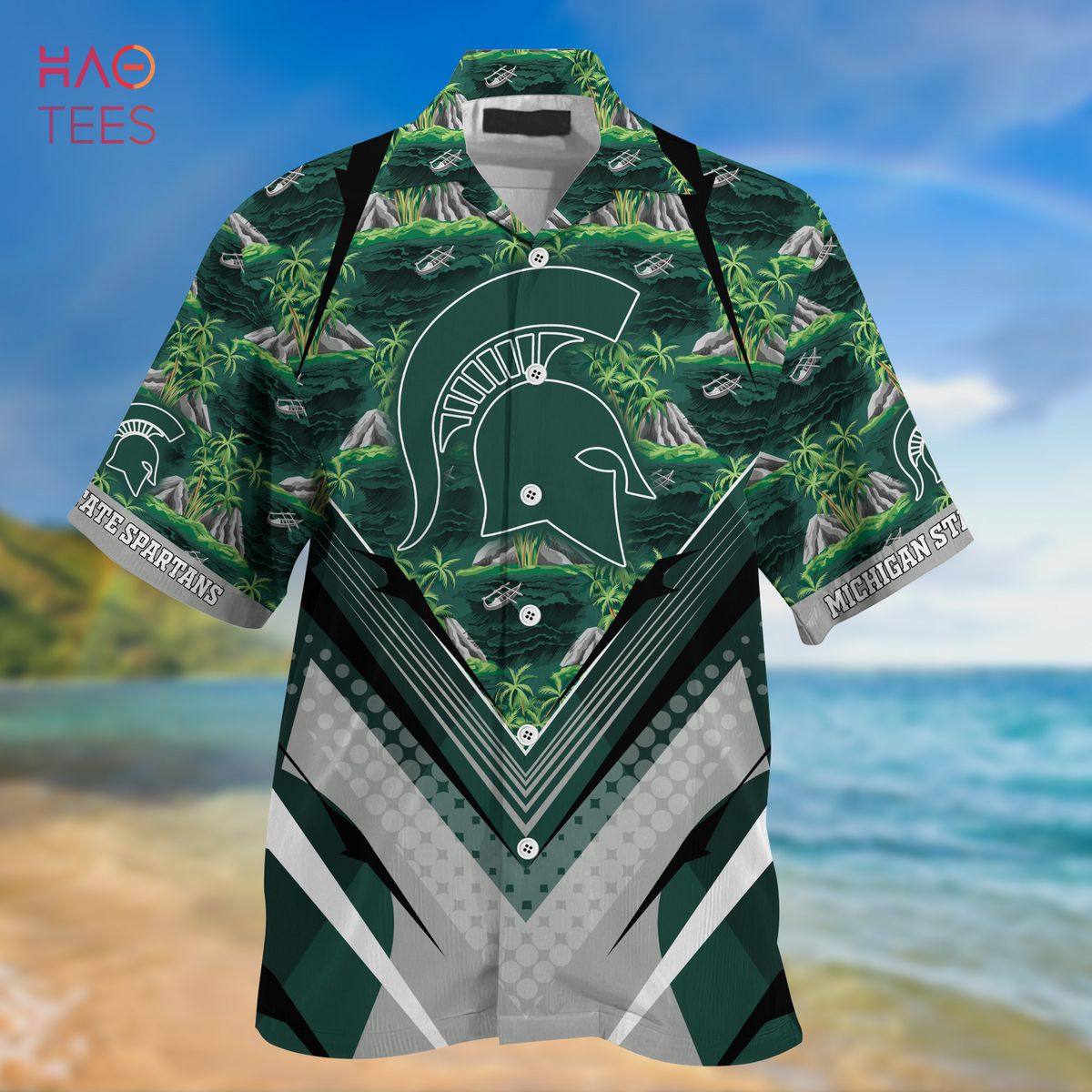 Michigan State Spartans New Trends Custom Name And Number Christmas  Hawaiian Shirt - Freedomdesign