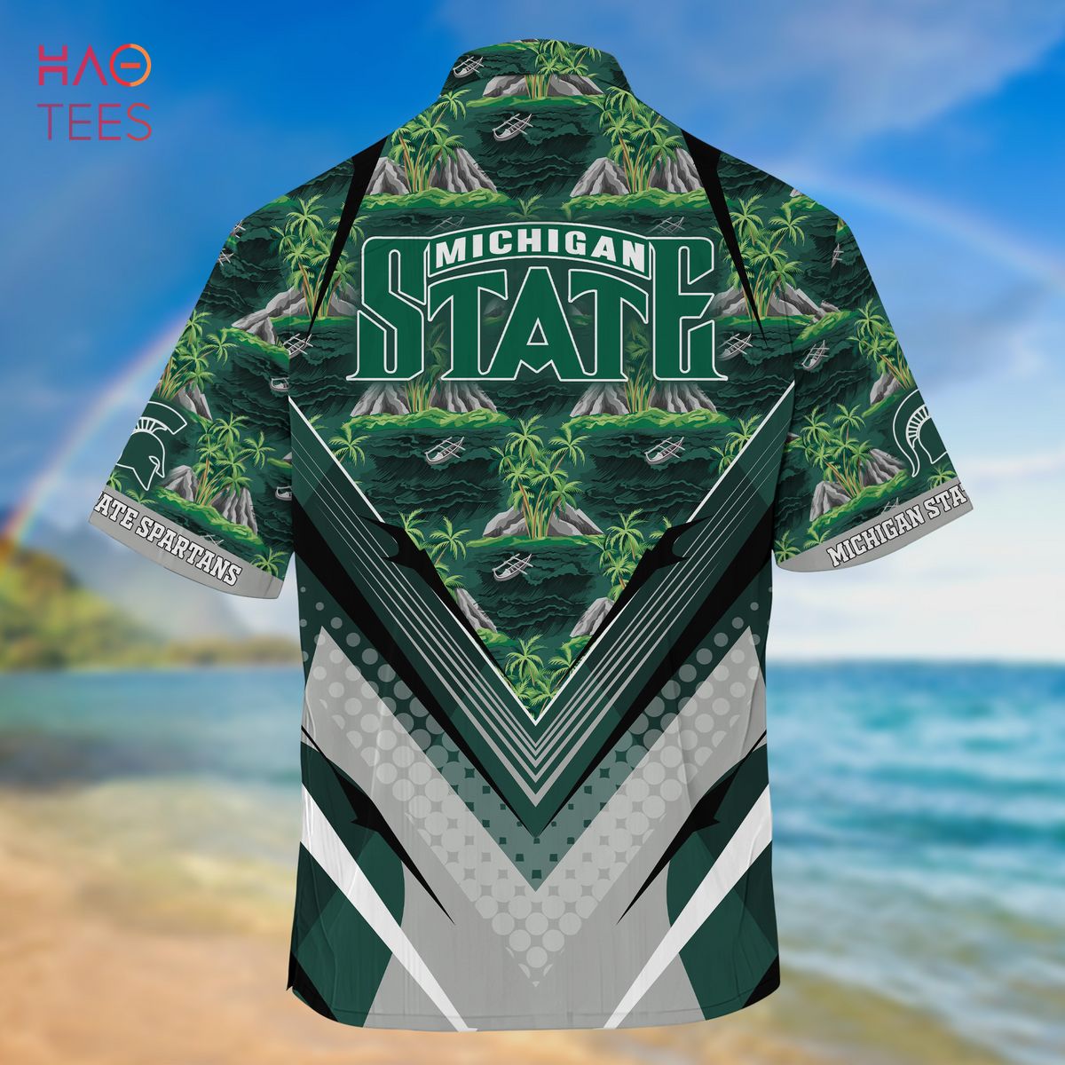 Michigan State Spartans New Trends Custom Name And Number Christmas  Hawaiian Shirt - Freedomdesign