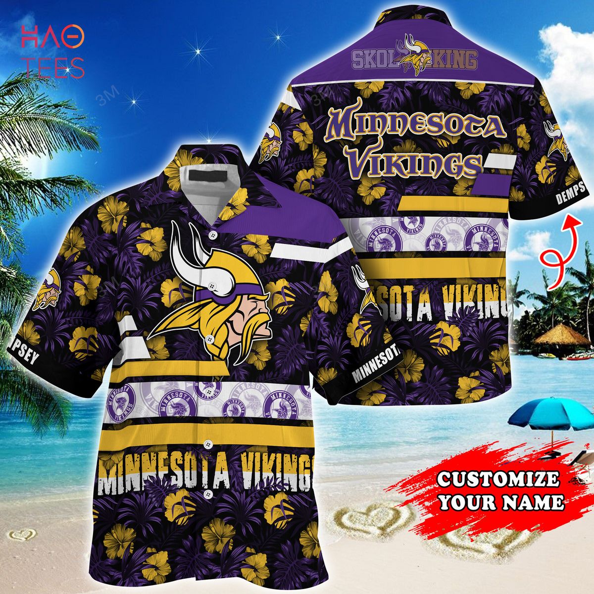 Custom Name Minnesota Vikings NFL Aloha Hawaiian Shirt