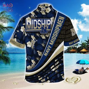 [TRENDING] Navy Midshipmen Summer Hawaiian Shirt, With Tropical Flower Pattern For Fans