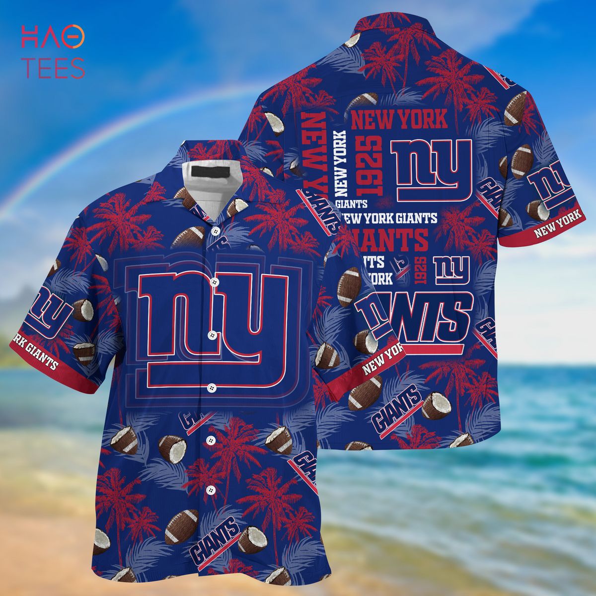 New York Giants Logo And Helmet Hawaiian Shirt And Shorts Best