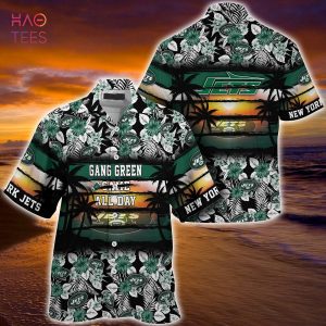 New York Jets Football Floral Aloha Hawaiian Shirt Summer Vacation