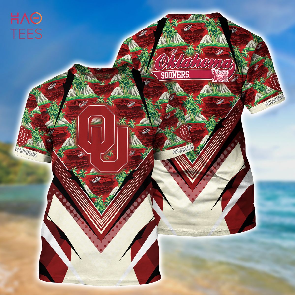 Personalized OU Hawaiian Shirt Mascot Tropical Flower Oklahoma Sooners Gift  - Personalized Gifts: Family, Sports, Occasions, Trending