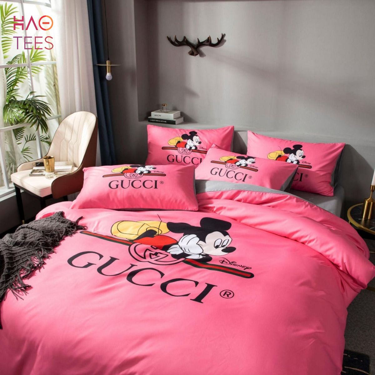 Gucci mickey fashion logo premium luxury brand high-end bedding sets lv,  bedroom decor , thanksgiving decorations