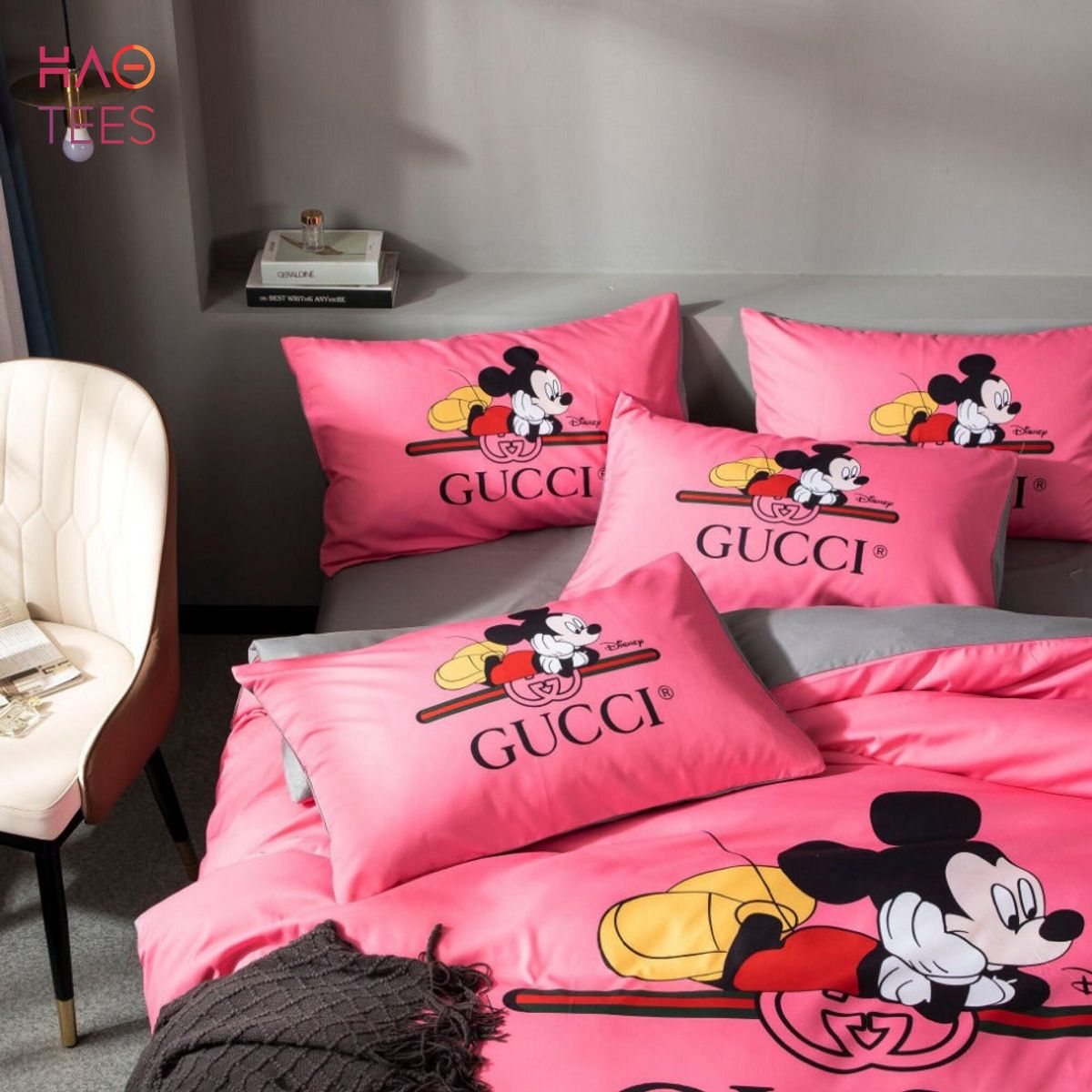 Best Gucci x Mickey Disney In Pink Monogram Background Bedroom Set - Peto  Rugs