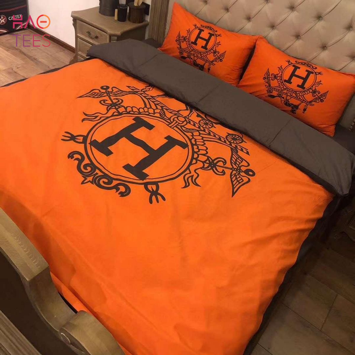 Hermes Designer Bedding Set Flower Stripe Hermes Designer Bedding Set Flower Stripe