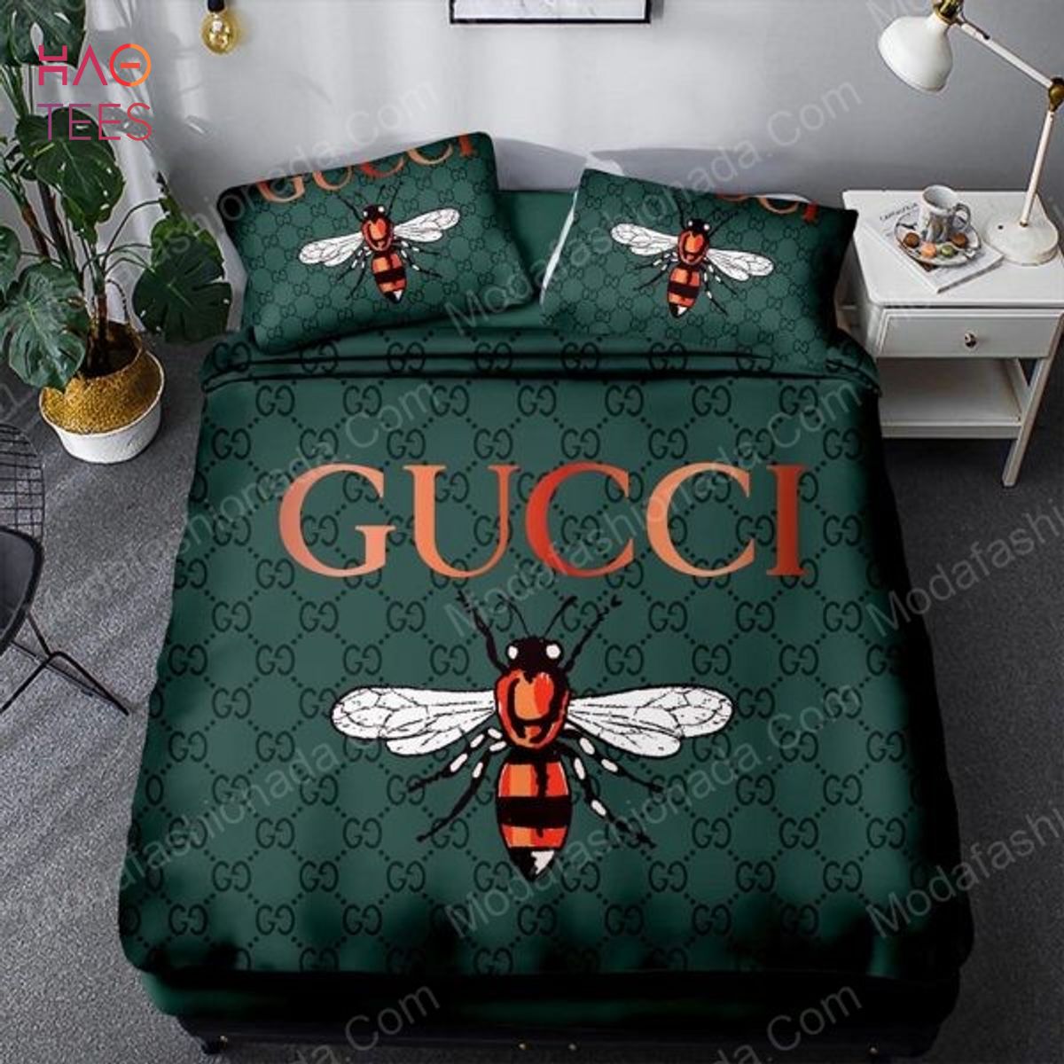 Bee Gucci Logo Fashion Brands Bedding Set Luxury Store