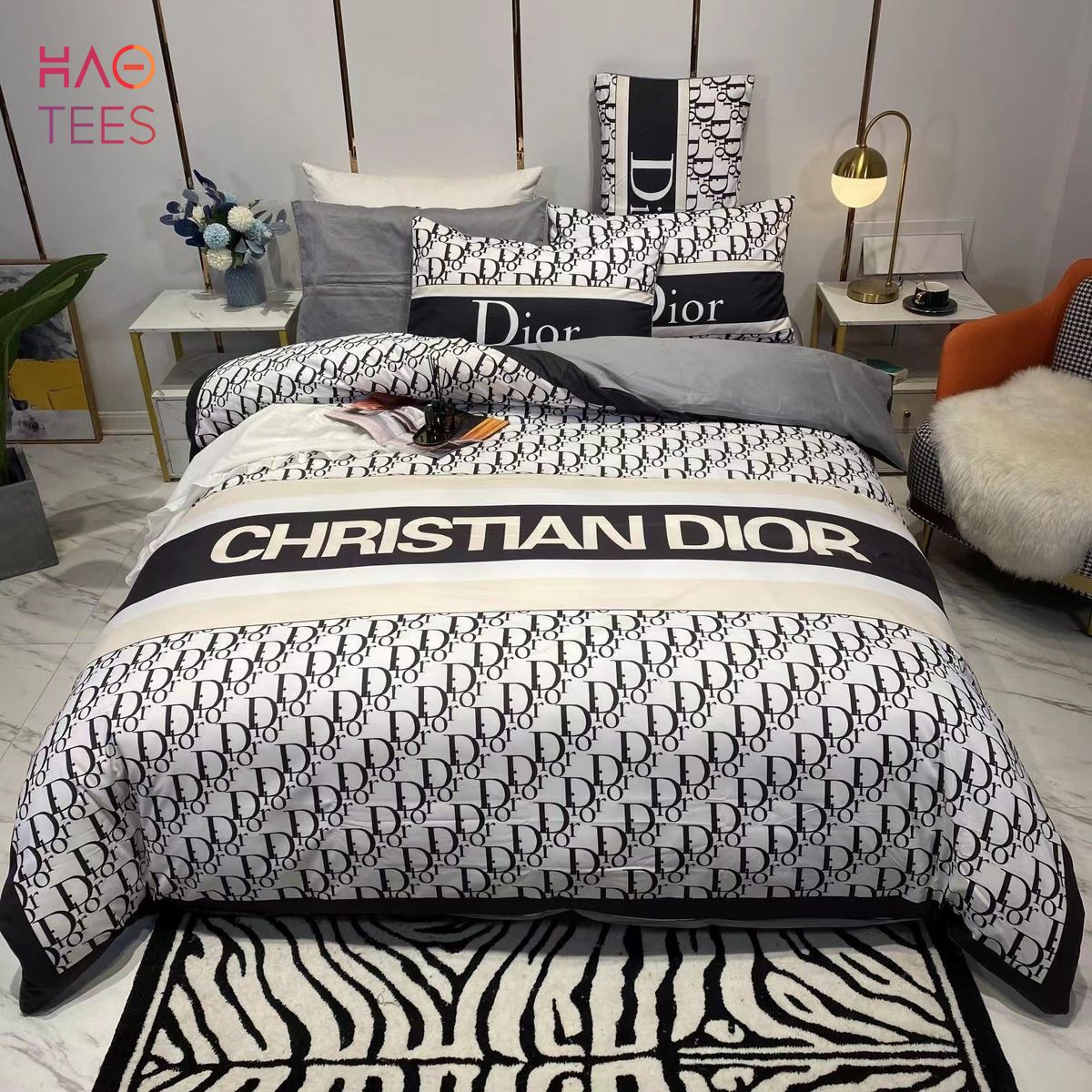 Dior Black  White Bedding Set