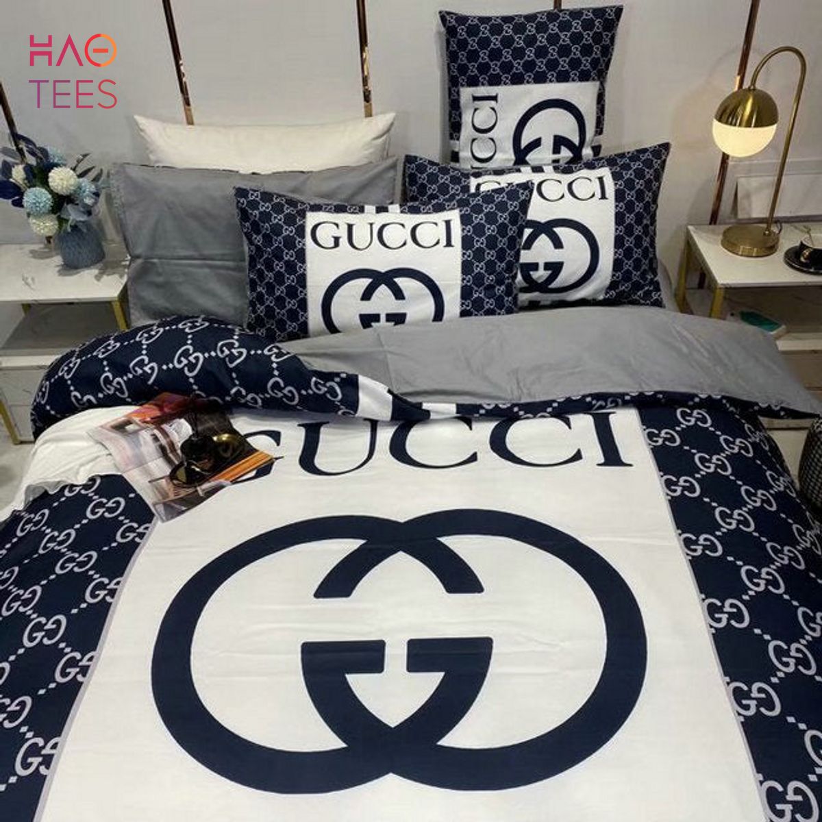 Gucci Navy Bedding Set Luxury Store