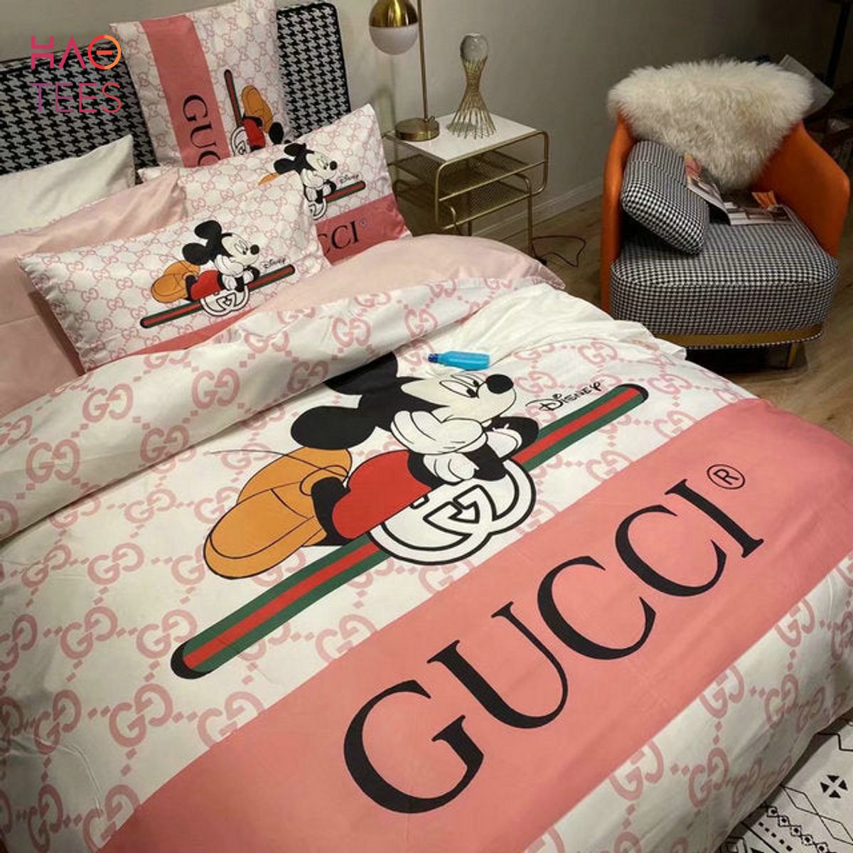 Gucci Mickey Fashionable Designer Pink Bedding Sets