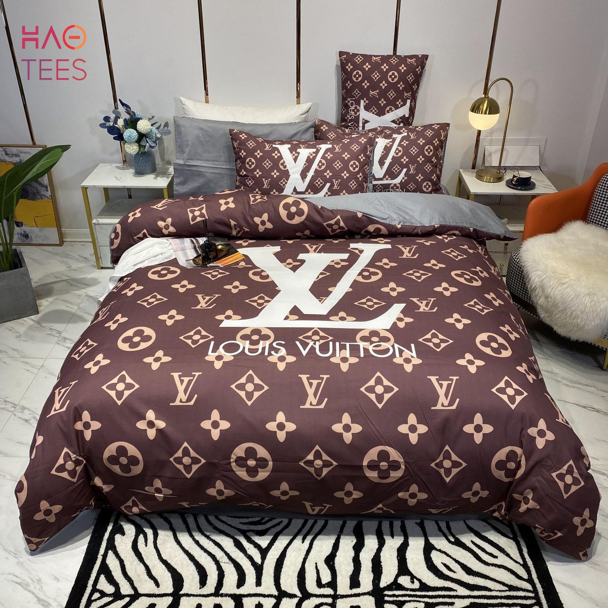 Louis Vuitton Brown Bedding Set